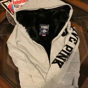 Grey hoodie from pink